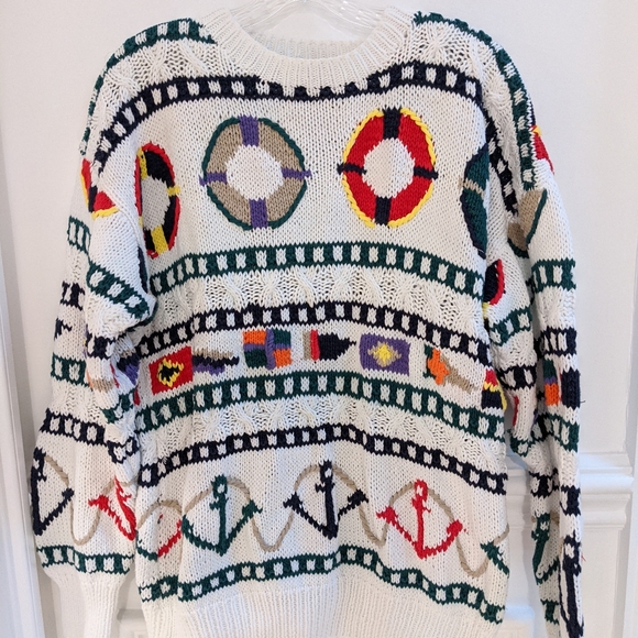 Vintage Sweaters - Vintage Grandpa nodical themed knit sweater